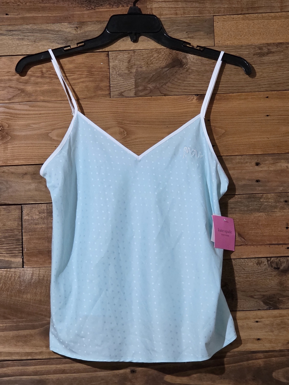 NWT Kate Spade Mrs Bridal Camisole Polka Dot Cami Top Aqua White S